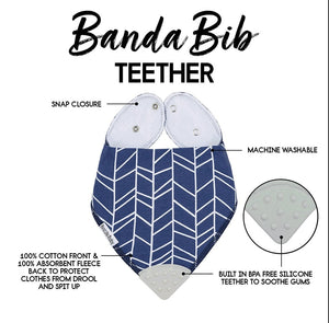 Bazzle Baby Banda Bib with Silicone Teether Attached 4-pack - Various Colors