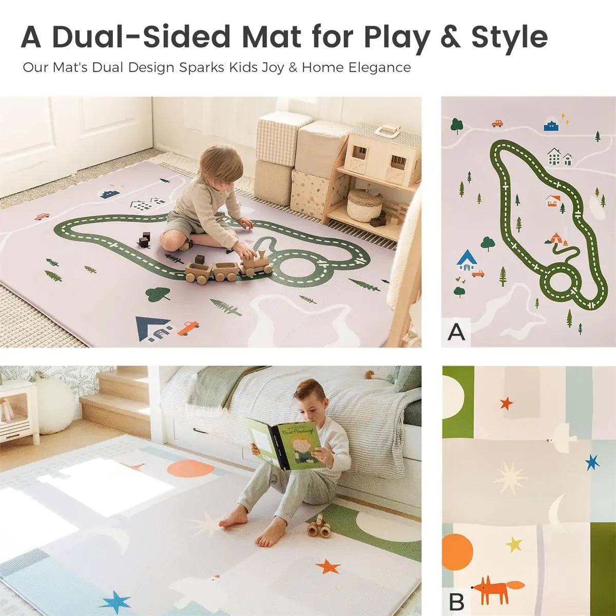 Tiny Land® Double-Sided Baby Playmat Forest Track Wonder