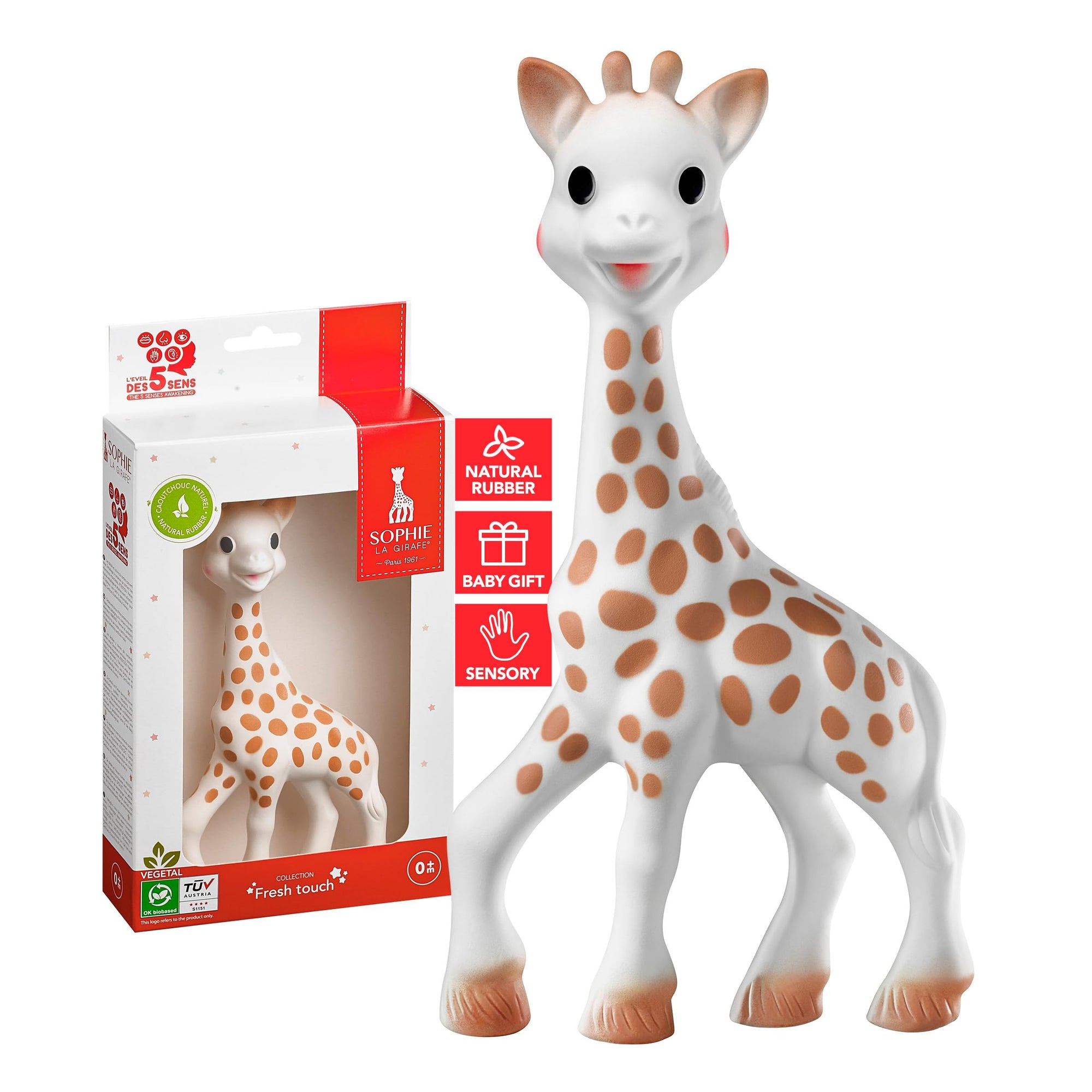 Sophie la girafe | Handcrafted for 60 Years in France | Natural Rubber | Designed for Teething Babies | Awaken All 5 Senses | Easy to Clean | Pack of 1