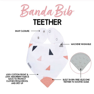 Bazzle Baby Banda Bib with Silicone Teether Attached 4-pack - Various Colors