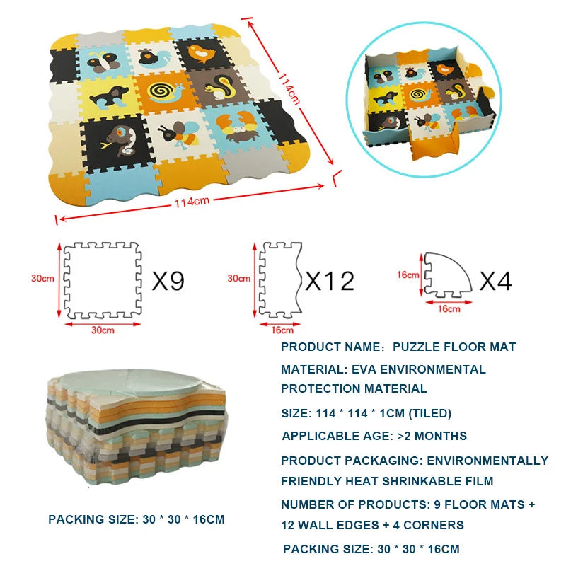 25-Pcs Set Modular Play Mat 2 In 1 Puzzle Multivariant