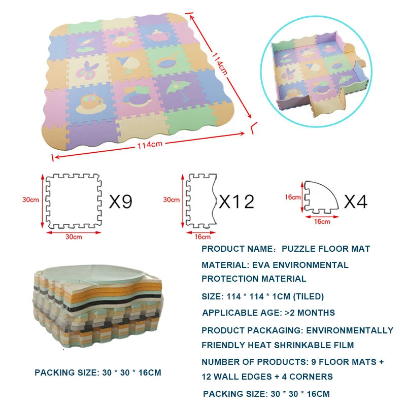 25-Pcs Set Modular Play Mat 2 In 1 Puzzle Multivariant