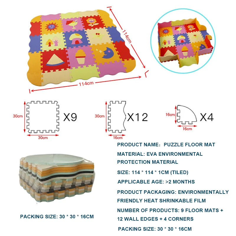 25-Pcs Set Modular Play Mat 2 In 1 Puzzle Multivariant