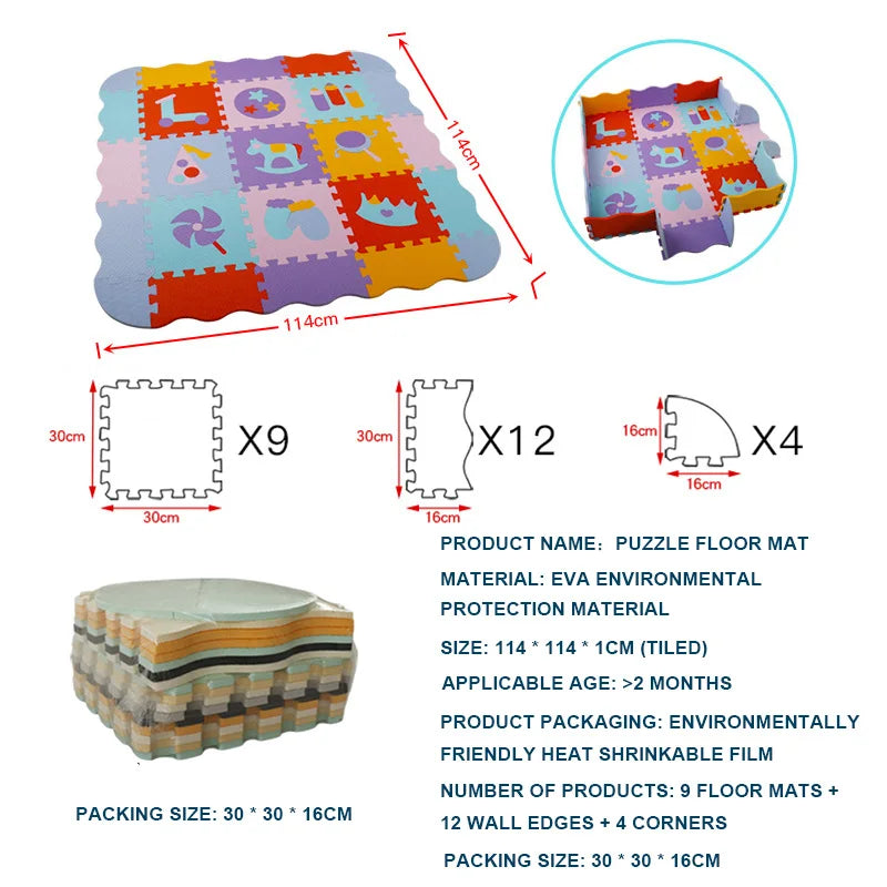 25-Pcs Set Modular Play Mat 2 In 1 Puzzle Multivariant