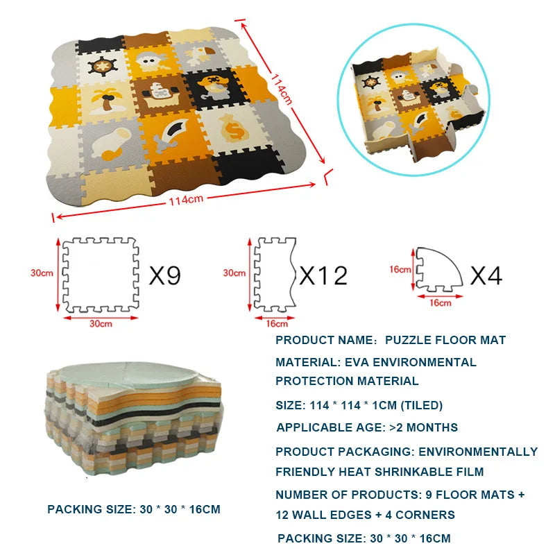 25-Pcs Set Modular Play Mat 2 In 1 Puzzle Multivariant