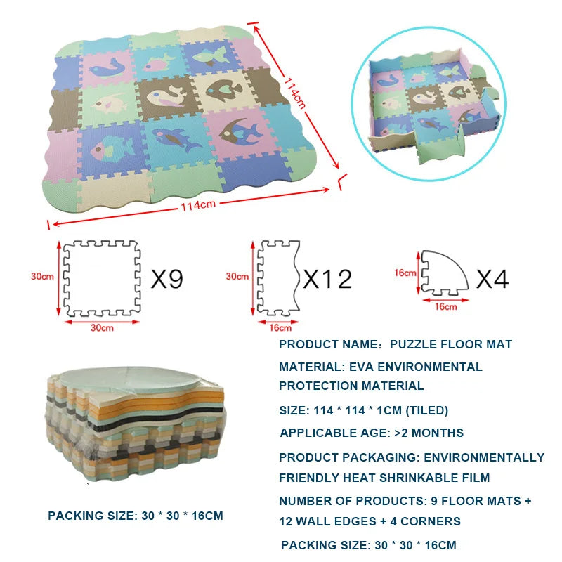 25-Pcs Set Modular Play Mat 2 In 1 Puzzle Multivariant