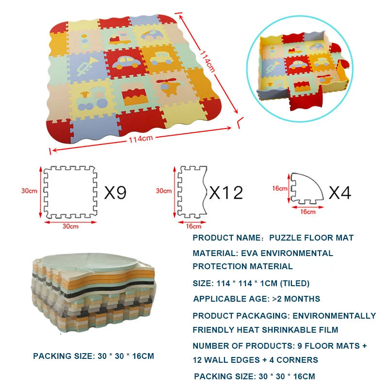 25-Pcs Set Modular Play Mat 2 In 1 Puzzle Multivariant