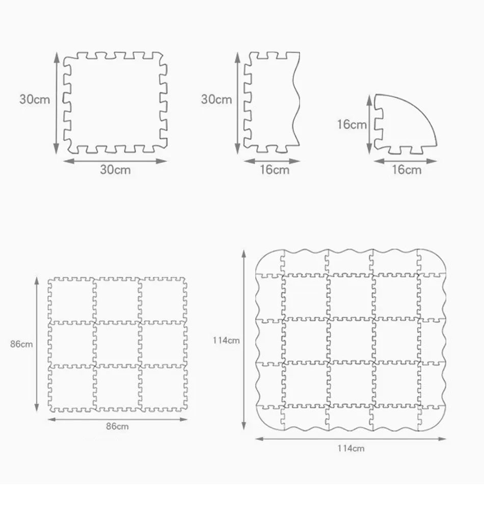 25-Pcs Set Modular Play Mat 2 In 1 Puzzle Multivariant