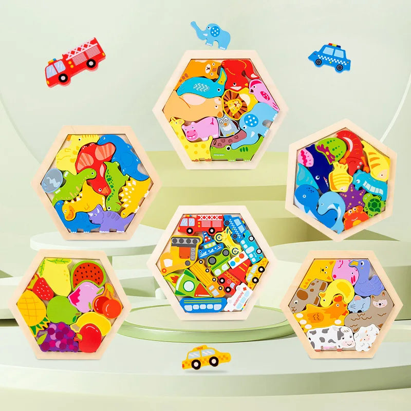 Wooden Toy Hexagonal Tangram