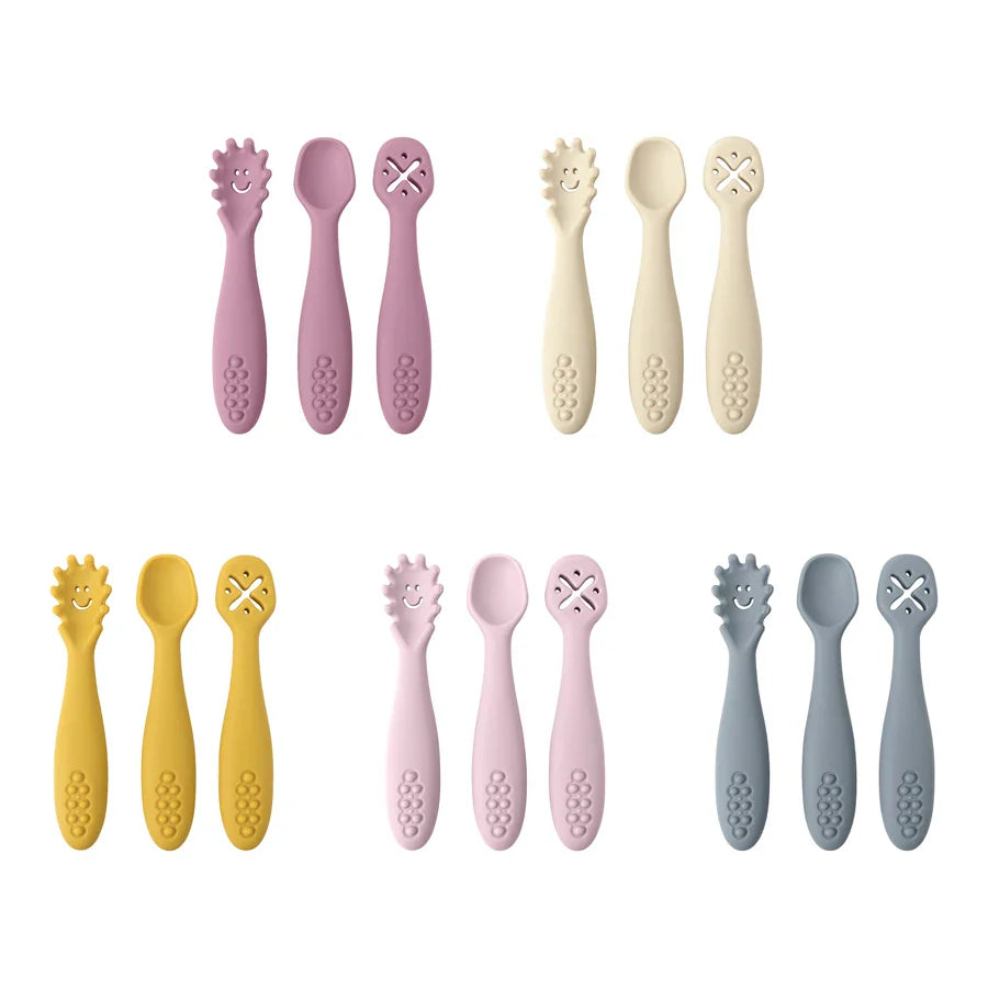 Set of 3 Silicone Learning Spoons for Children