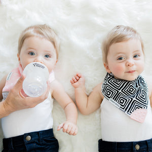 Baby Bandana Bibs with Silicone Teether Attached 4-pack - Various Colors