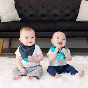 Baby Bandana Bibs with Silicone Teether Attached 4-pack - Various Colors