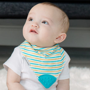 Bazzle Baby Banda Bib with Silicone Teether Attached 4-pack - Various Colors