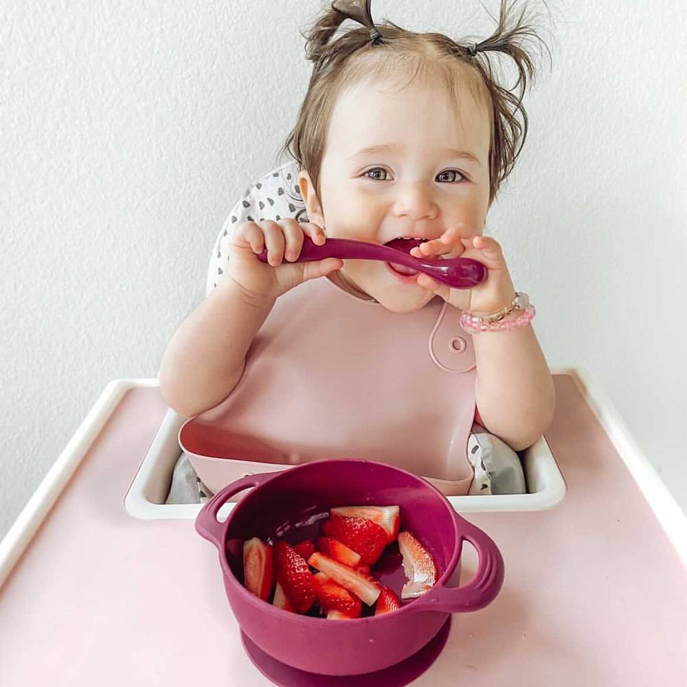 Foodie Silicone Feeding Set by Bazzle Baby (Cranberry)